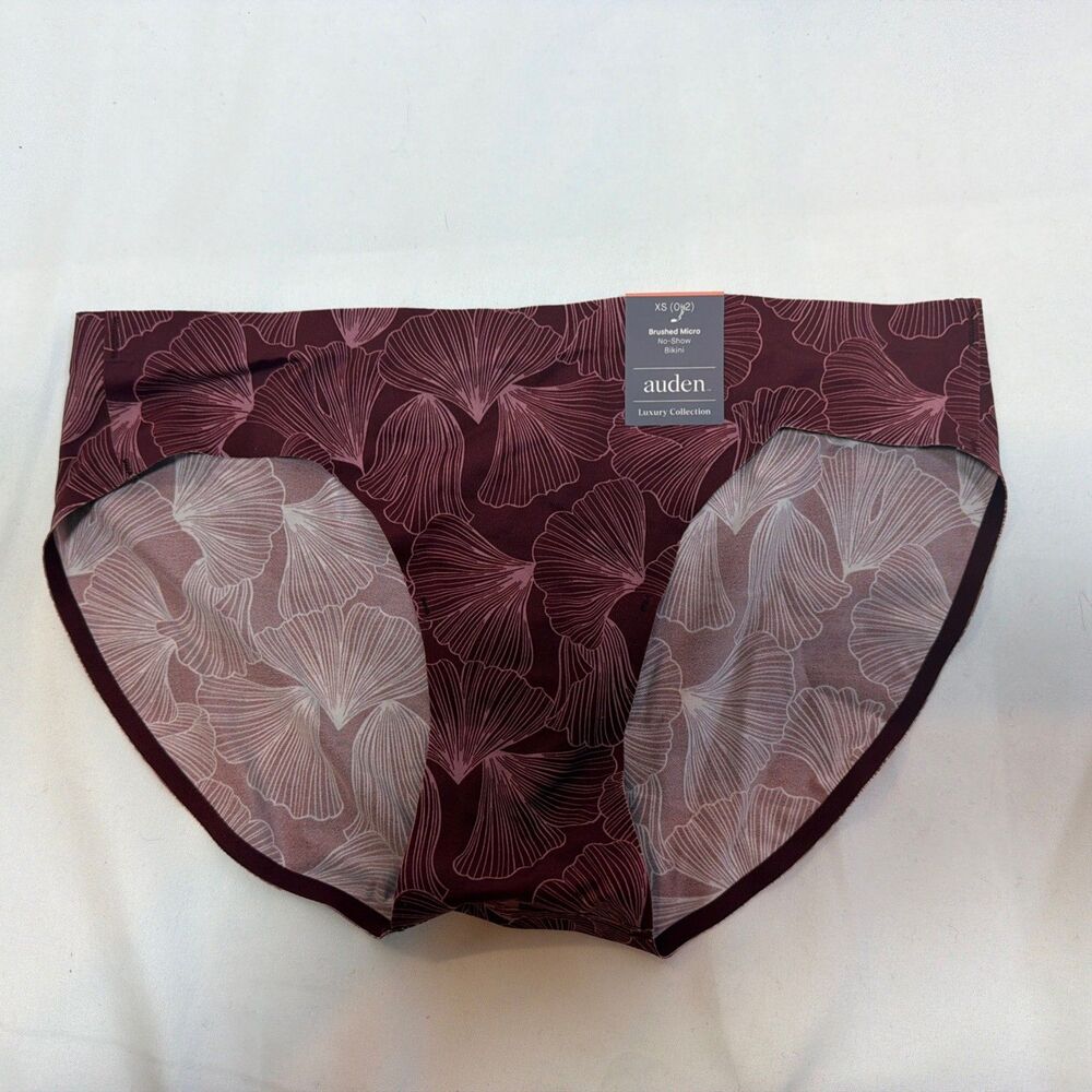 Auden Women’s X-Small Brief Panties Floral Print Color Burgundy Pink 1 Pack